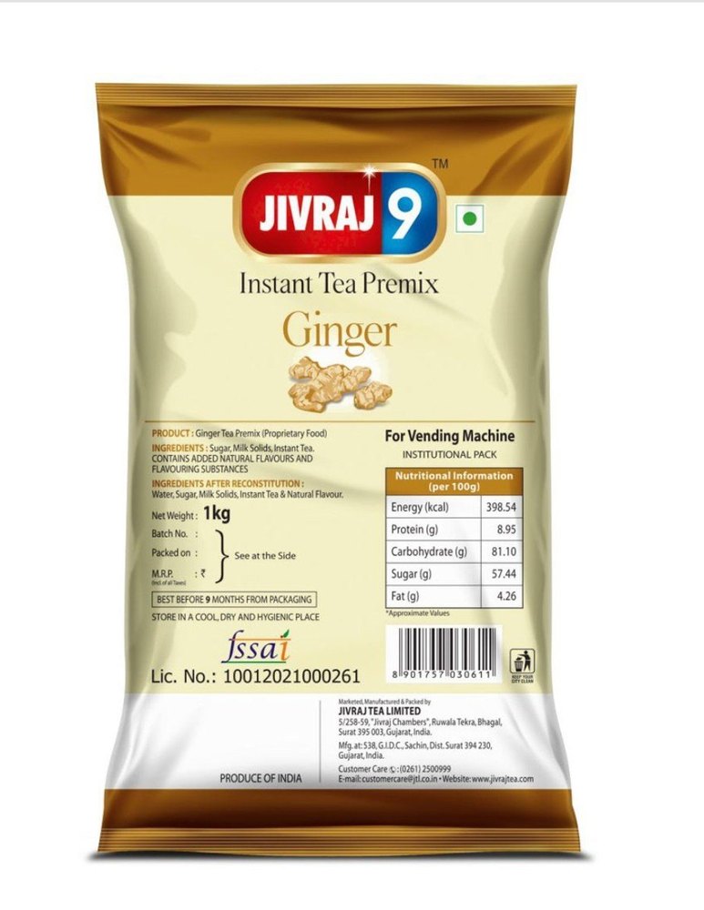 Jivraj Ginger Instant Tea Premix, 1Kg, Powder