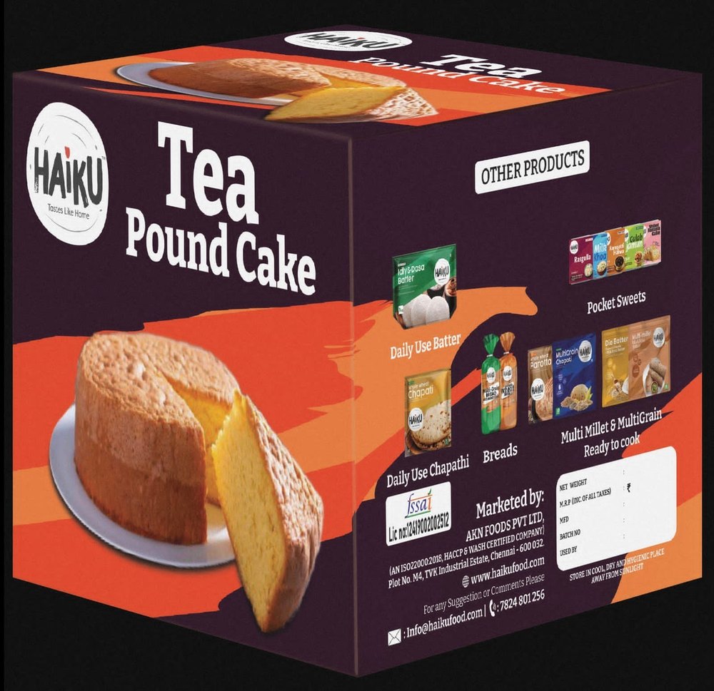 Round Haiku Tea Pound Cake, Packaging Type: Box, Weight: 200gm