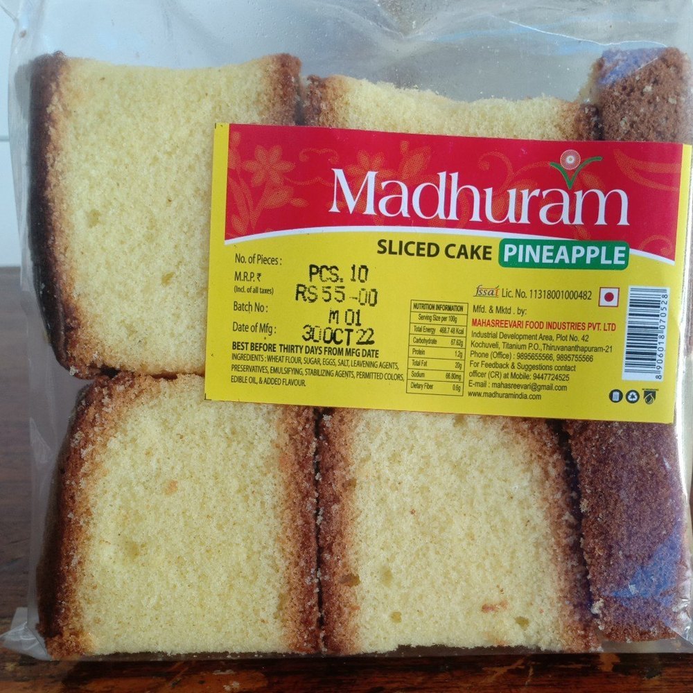 Rectangle Madhuram Pineapple Sliced Cake, Packaging Type: Packet, Packaging Size: 10 Pieces