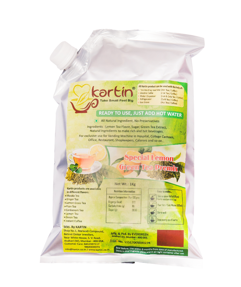 Kartin Premium Lemon Green Tea Premix, Packaging Type: pouch, Packaging Size: 1kg And 250 Gm