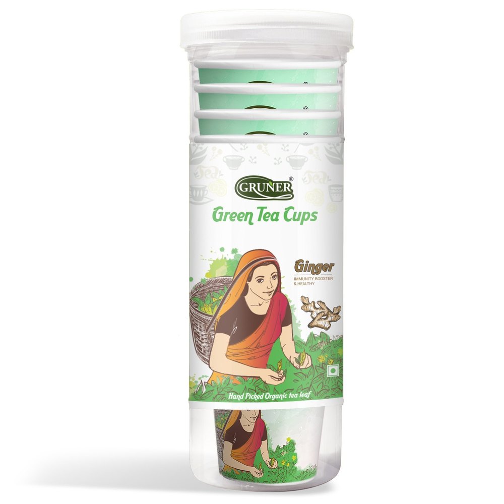 Ginger Flavor Gruner Green Tea Cup, Packaging Type: Plastic Jar Bottle