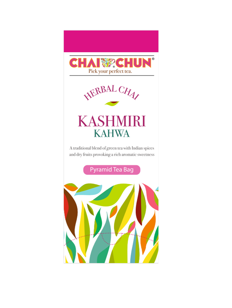 Kashmiri Kahwa Tea Bags - Kahwa loose tea - Pyramid Tea Bags - 16 Tea Bags
