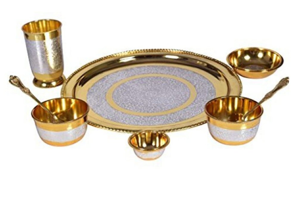 Ganga Januna German Silver Dinner Thali Set, Size: 13 Inch