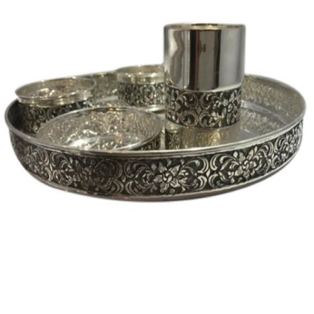 Polished Silver Thali Set