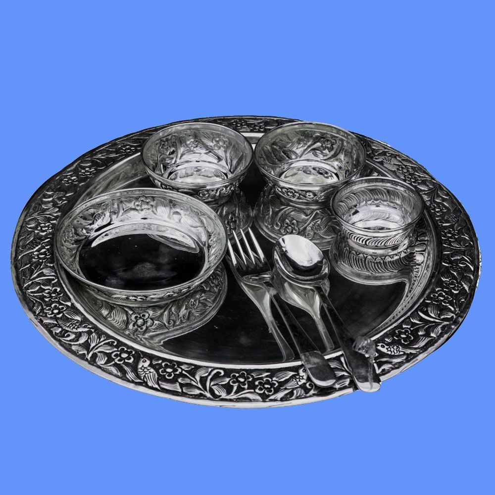 Engraved 7 Piece Silver Dinner Set