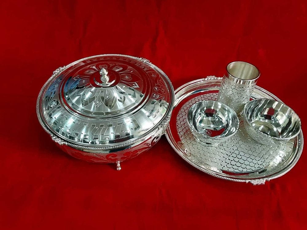 Silver Dinner Set, Size: 8 Inch (thali Dia)
