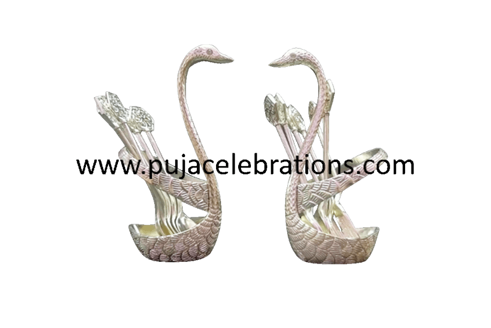 Swan Designer Spoon Fork Set Silver