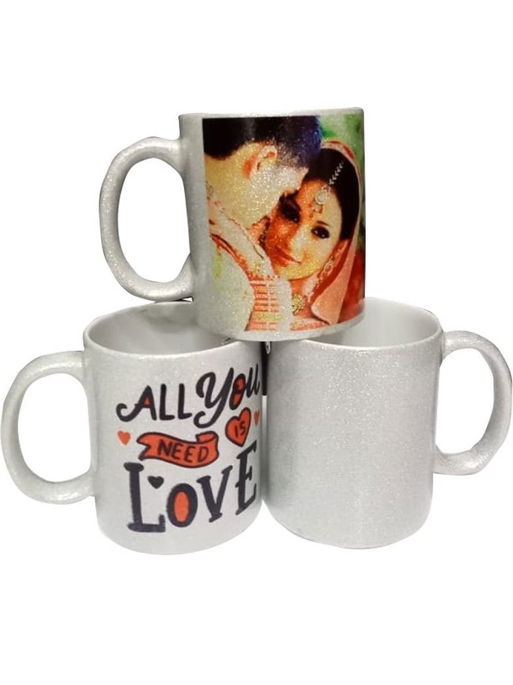 Promotional Glitter Silver Mug