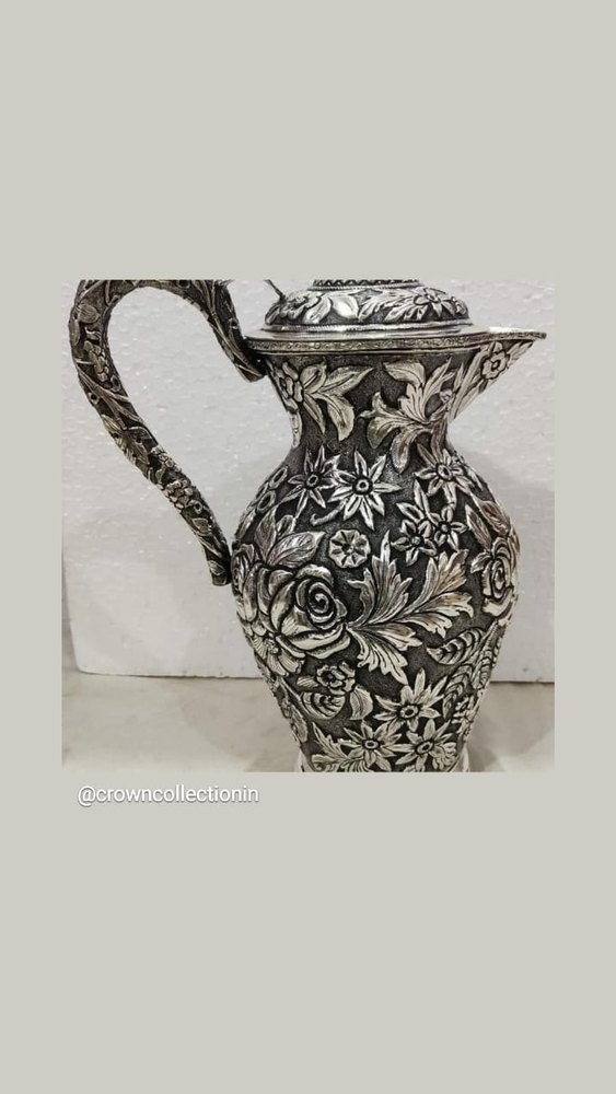 Silver Finish Metal Water Jug, Size: 9