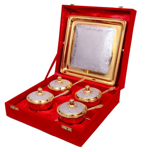 Silver Gold Plated Brass Mouth Freshener Set 9 Pieces