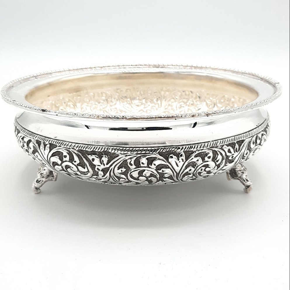 Polished 925 Sterling Antique Silver Basket, Size: 7x2.5 Inch