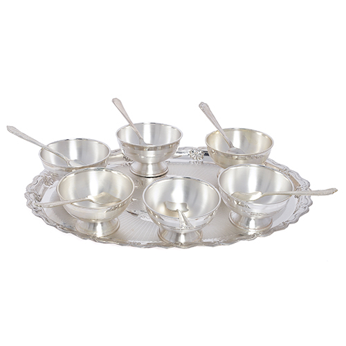 Silver Ice Cream Bowl Set