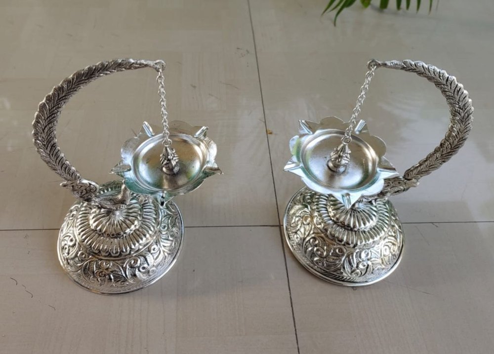 Polish German Silver Peacock Hanging Deepak