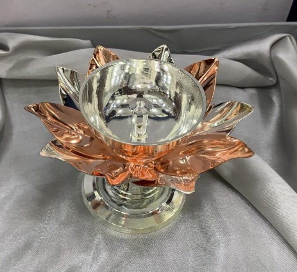 Brass SILVER PLATED LOTUS DIYA
