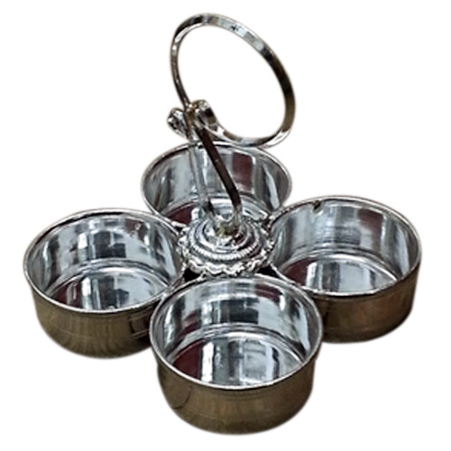 Polished Round Silver Haldi Kumkum Container