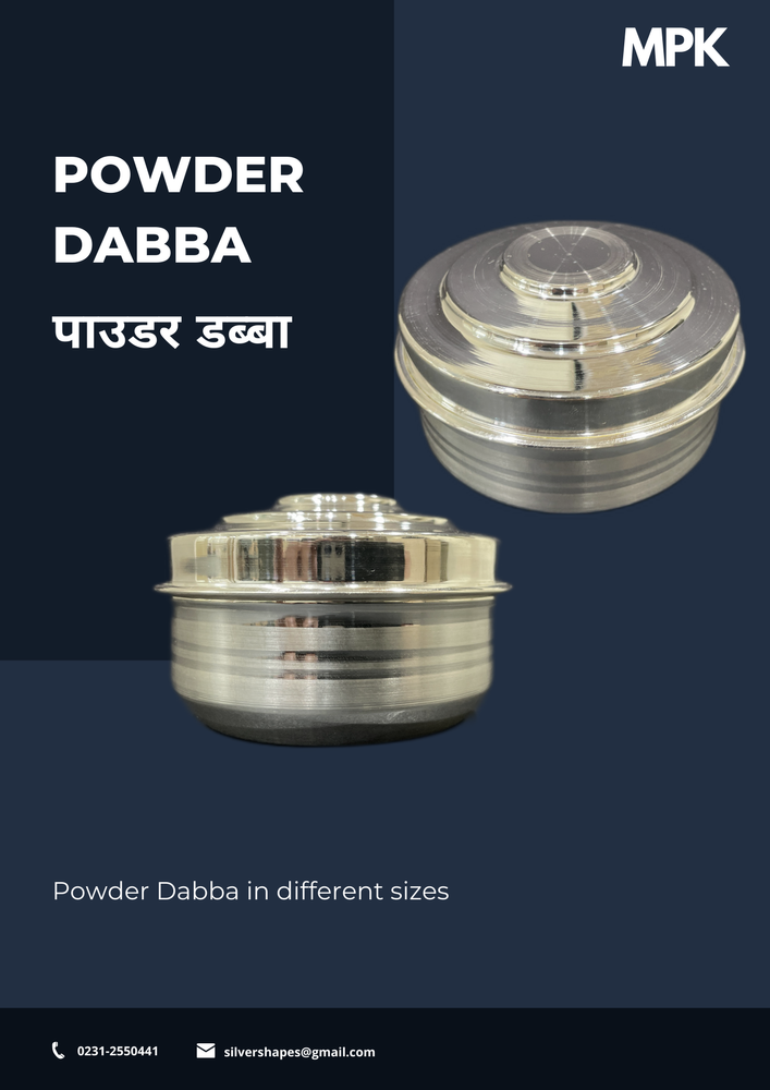 Round Silver Powder Box, Size: 20 Grams To 60 Grams