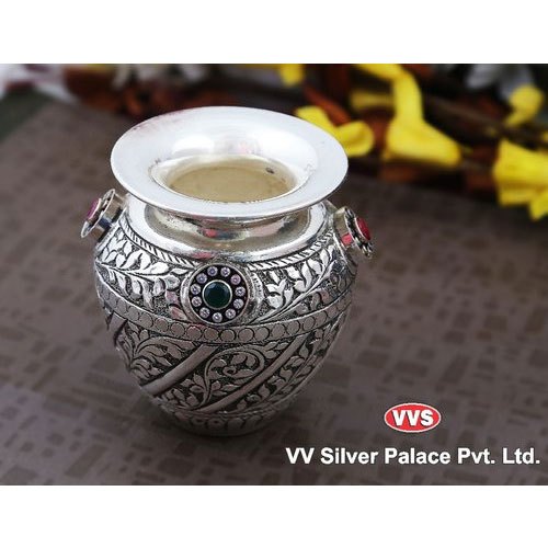 Round Oxidized Silver Kalash