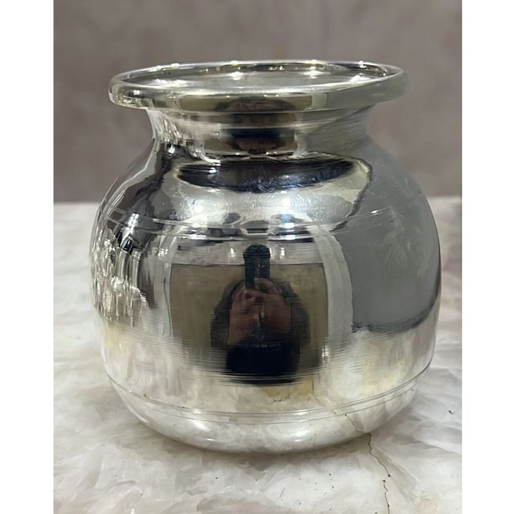 Polished Round Silver Kalash, Size: 4inch (d)