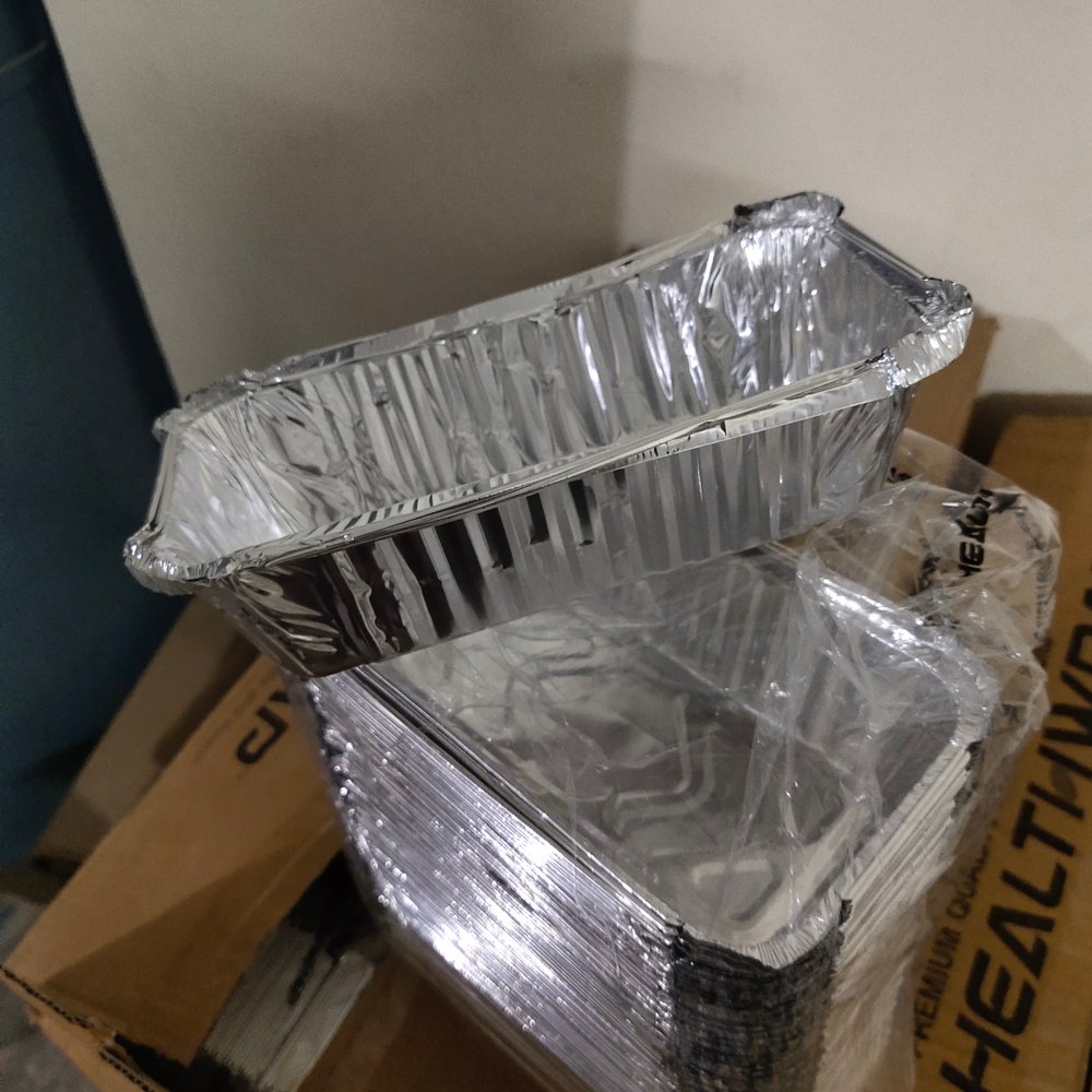 Plan Rectangular Silver Container, Size: 450 ml