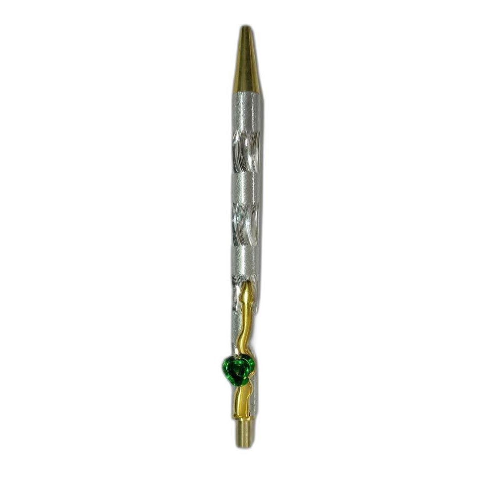 Engraved 10g Gold Polished Silver Pen, Size: 10cm