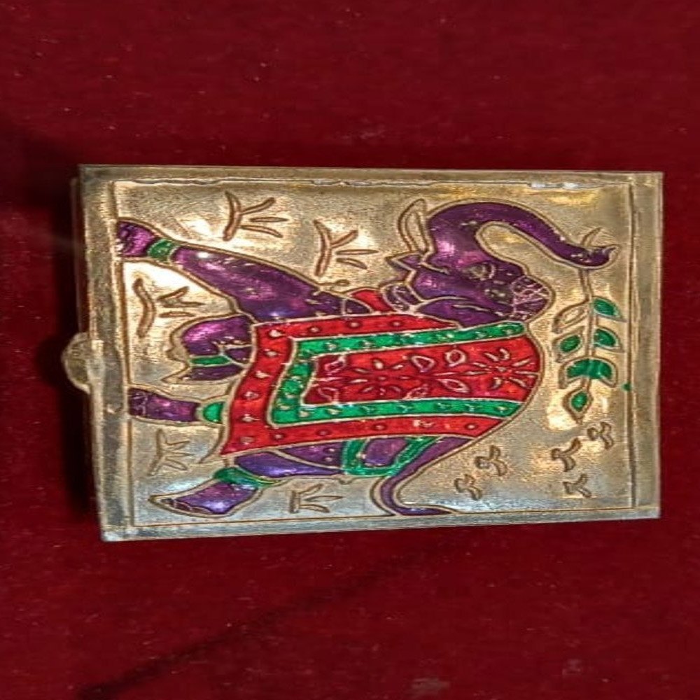 Glossy Rectangular Sterling Silver Elephant Jewelry Box