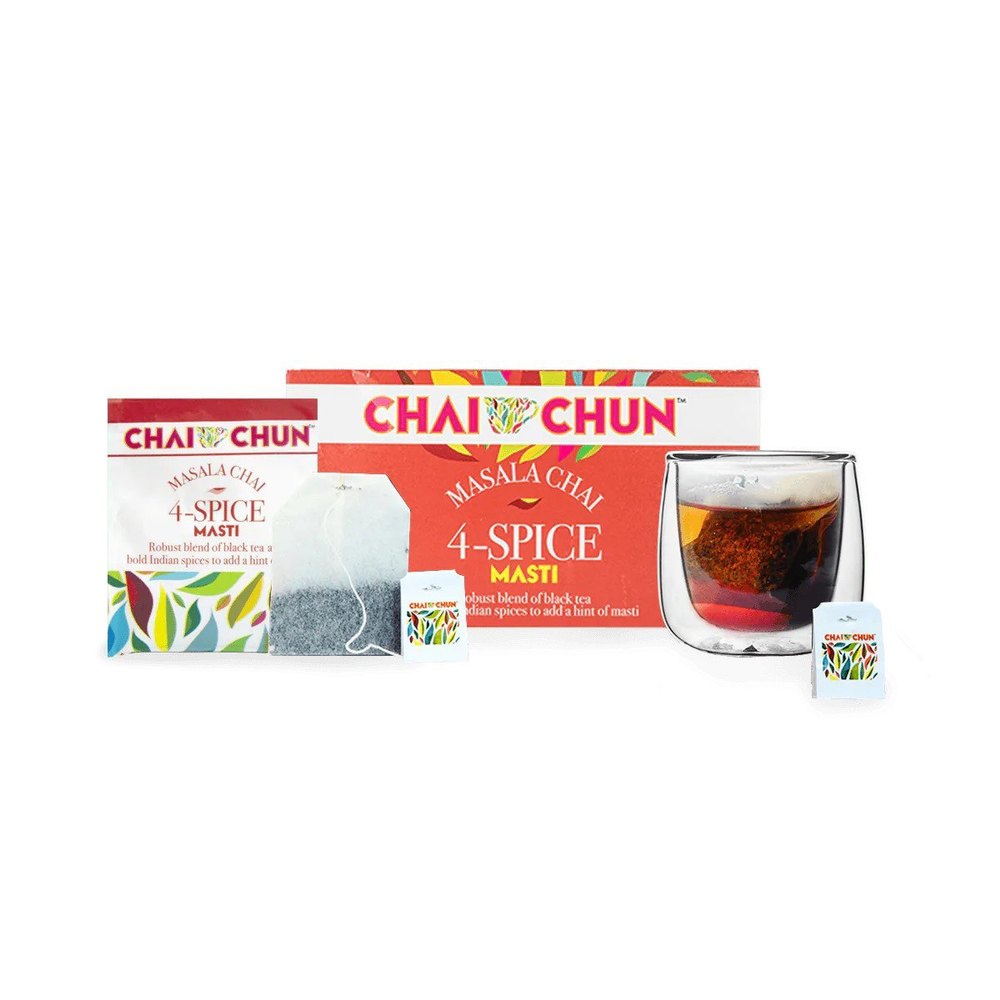 4 Spice Masti Tea Bags - Masala Tea bags - Double chambered 25 Tea bags - Assam CTC tea