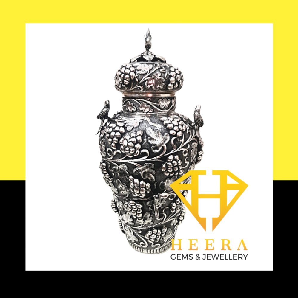 HGJ 92.5 Sterling Oxidized Pure Silver Surahi