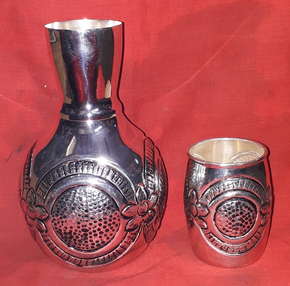 Glossy Silver Surahi Set, Size: 30cm
