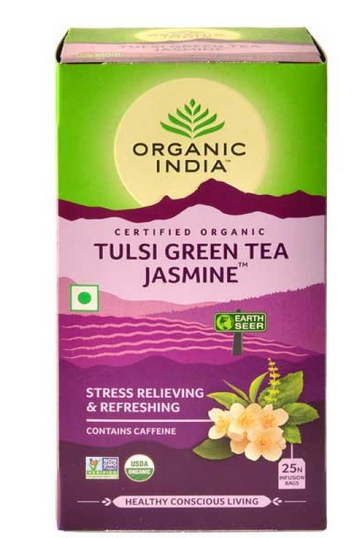 ORGANIC INDIA Tulsi Green Tea Jasmine 25 Tea Bags, Pack Size: 15.0x6.8x7.8 (cm)