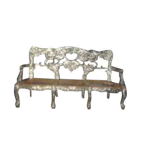 Powder Coated Silver Metal Silver Sofa