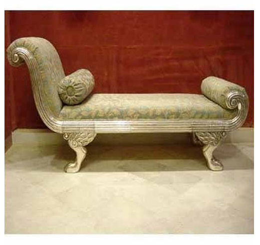Silver or White Metal Inlaid Day Bed