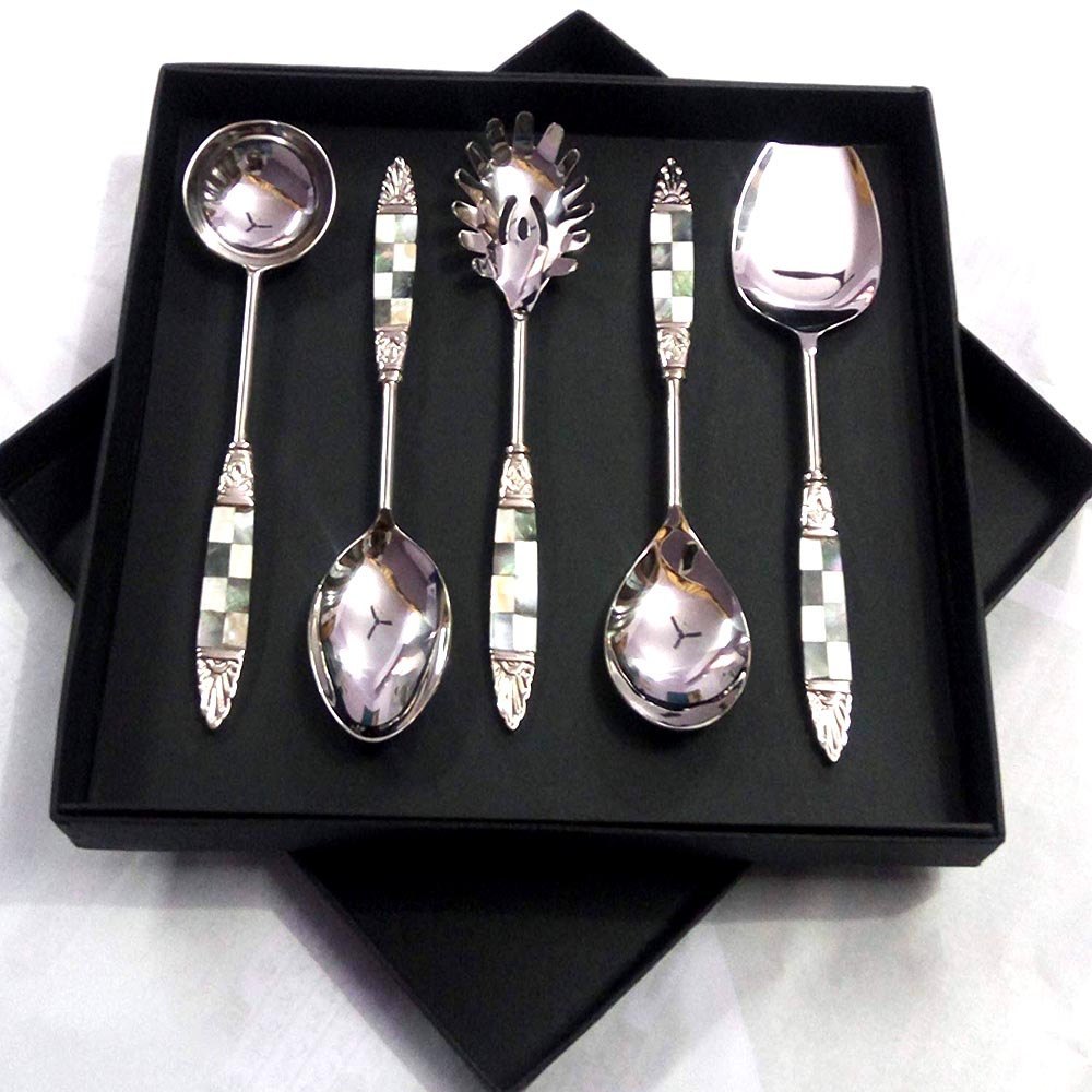5 Pieces Black MOP Design Handle Stainless Steel Kitchen Utensils Set, For Home, Size: 11.5