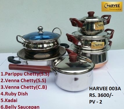 S S Utensil Set Of 5 - Parippu Chetty-belly Saucepan- Kadai
