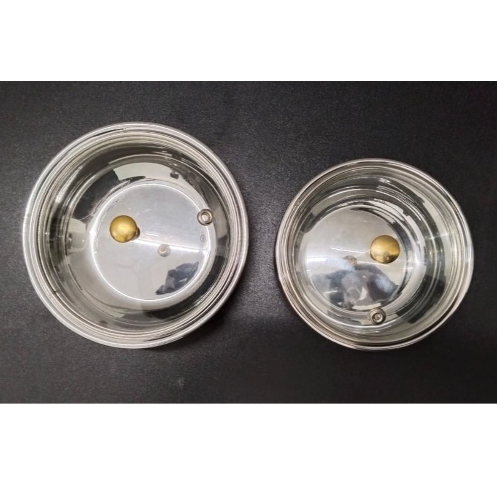 2 Pieces Round SS Copper Bottom Tope Set, Size: 6inch And 8inch(dia), Capacity: 350ml And 400ml