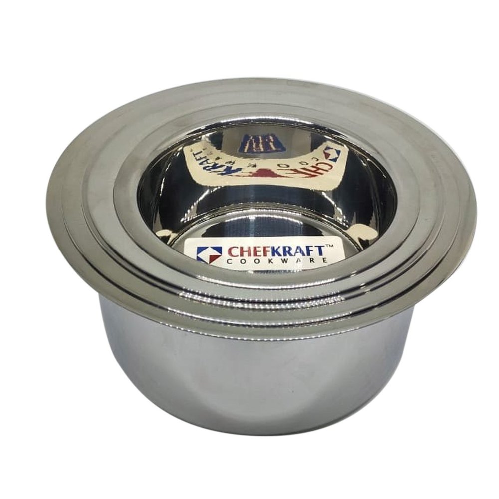 5 Pieces Stainless Steel Chefkraft Flat Bottom Tri Ply Tope Set, For Home, Capacity: 1 To 3 Litre
