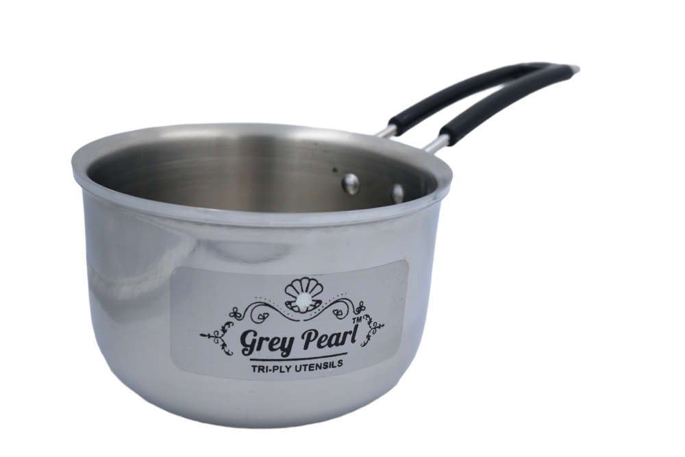 Grey Pearl Mirror Finish Triply stainless steel cookware (3 ply), For Home
