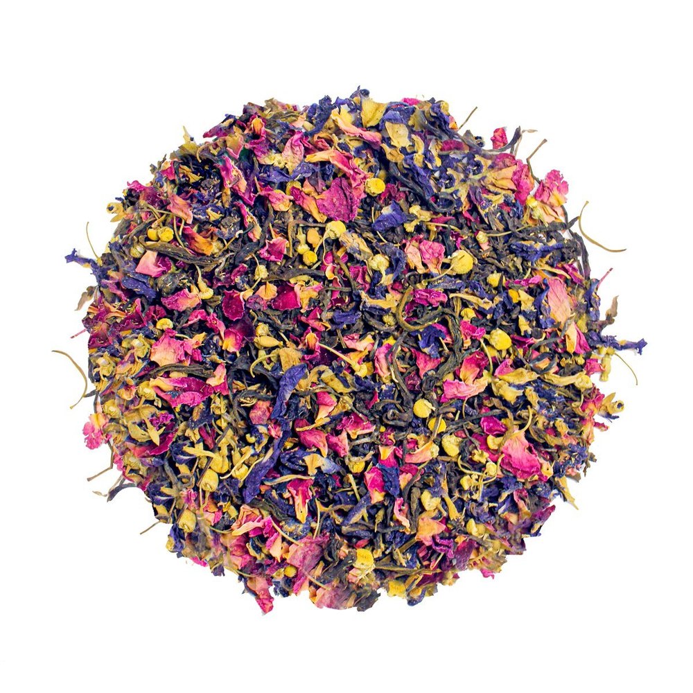 Cerulean Butterfly Blue Pea Tea - Green Tea Blended with Blue pea flower, rose petals, chamomile