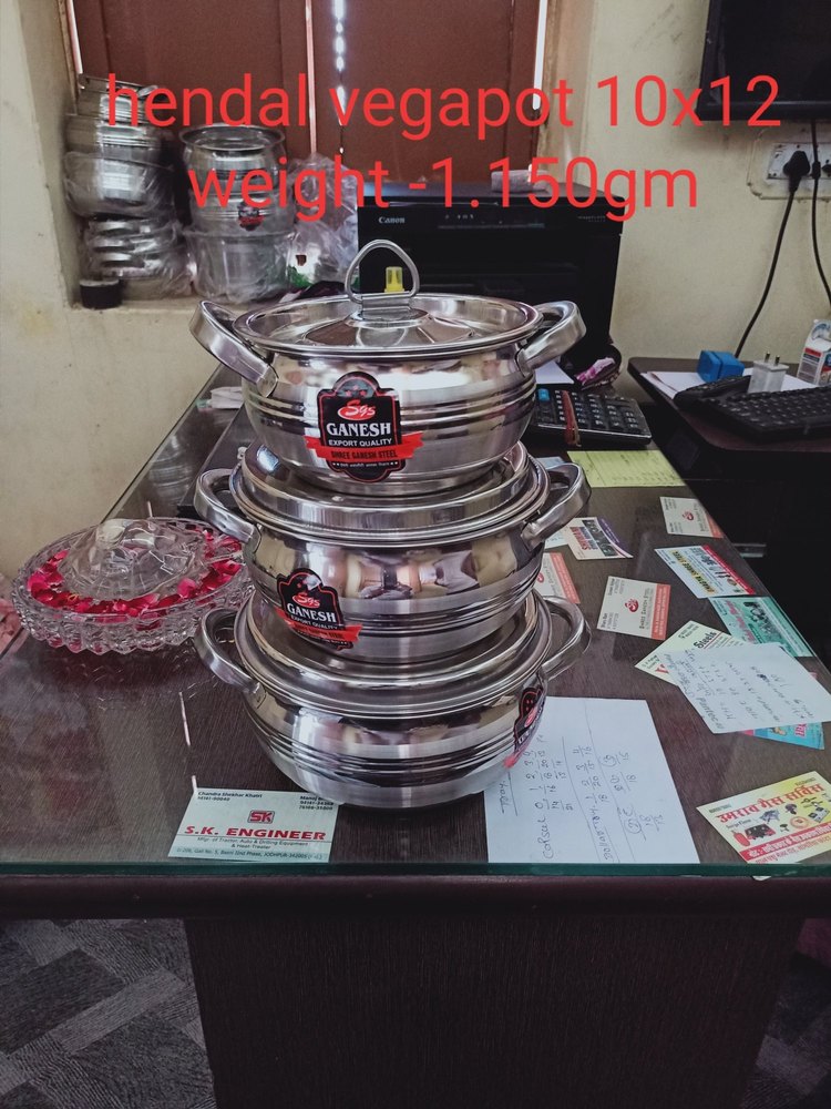 Stainless Steel Stock Pot Set, Grade: SS202, Size: 1*3