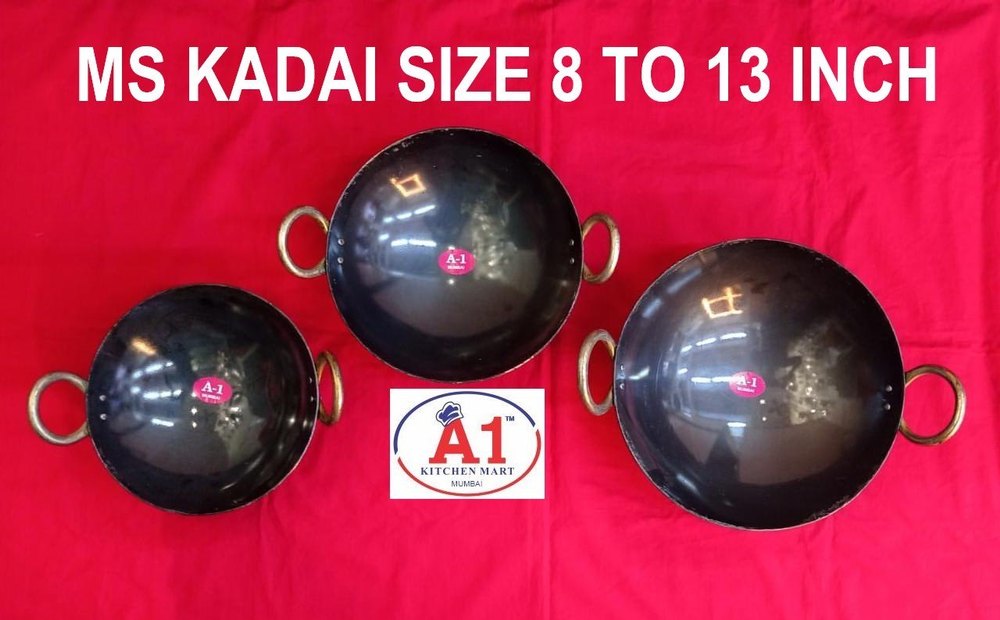 Round MS KADAI, For Home, Capacity: 1.2 Litre