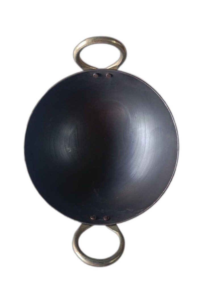 Round Black Mild Steel Kadai, Capacity: 2 L, Size: 15 Inch (dia)