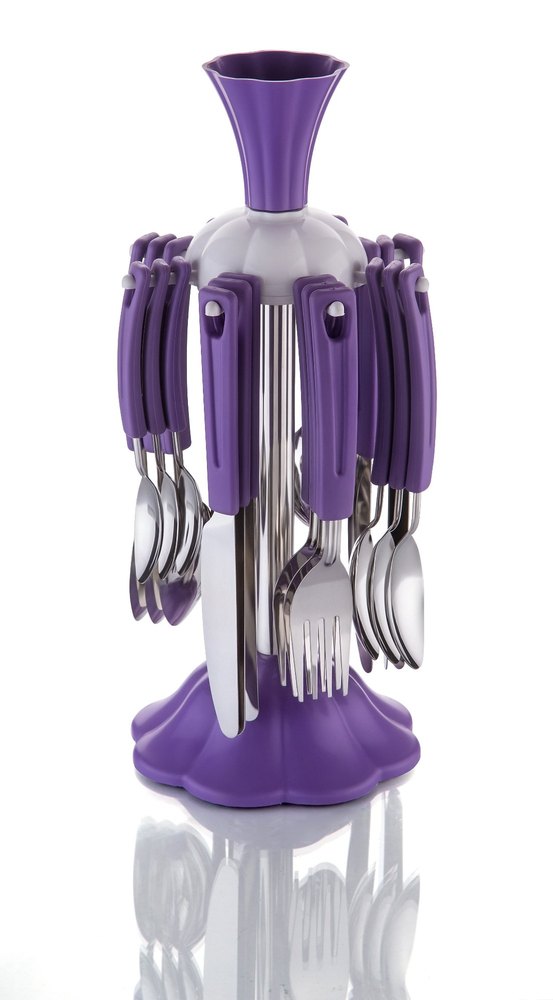 Plastic Blue Cutlery Set Flora, For Home