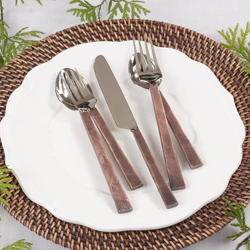5 Brown Ss Flatware Set, For Restaurant
