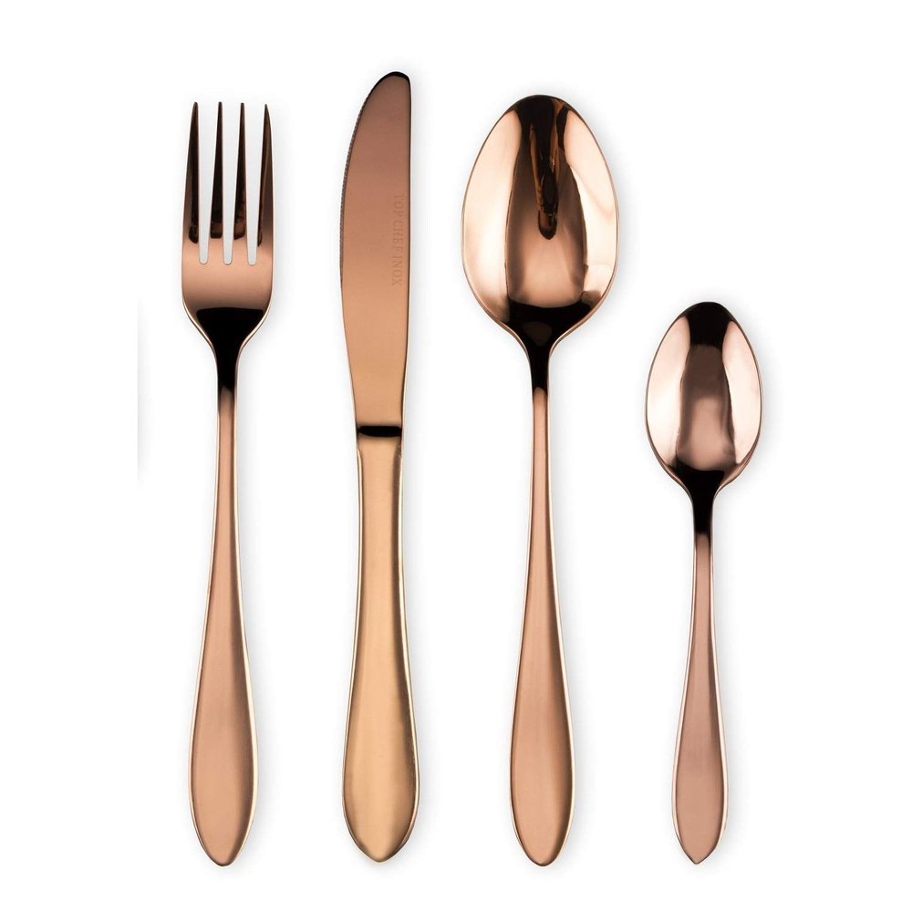 Rose Gold Portable Stainless Steel Flatware Set Of 4