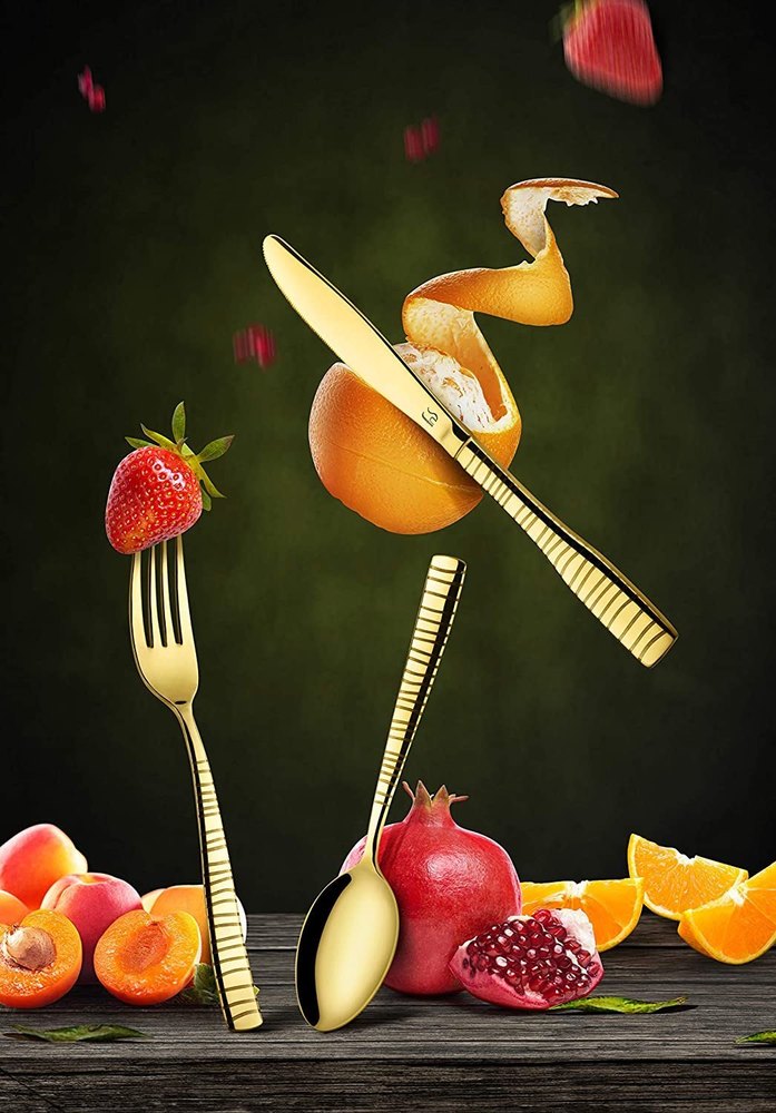 Pvd Lazer Stainless Steel Cutlery Set, Designer Shape