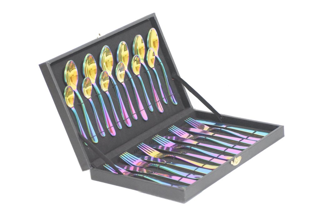 Pvd Rainbow Stainless Steel Cutlery Box, Size/Dimension: Free Size, Designer Shape