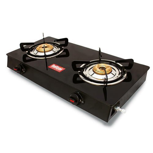 LPG Two Burner Gas Stove, Stainless Steel Body, Toughened Glass Top Material