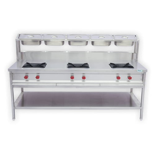 Stainless Steel Three Burner Gas Stove, For Kitchen