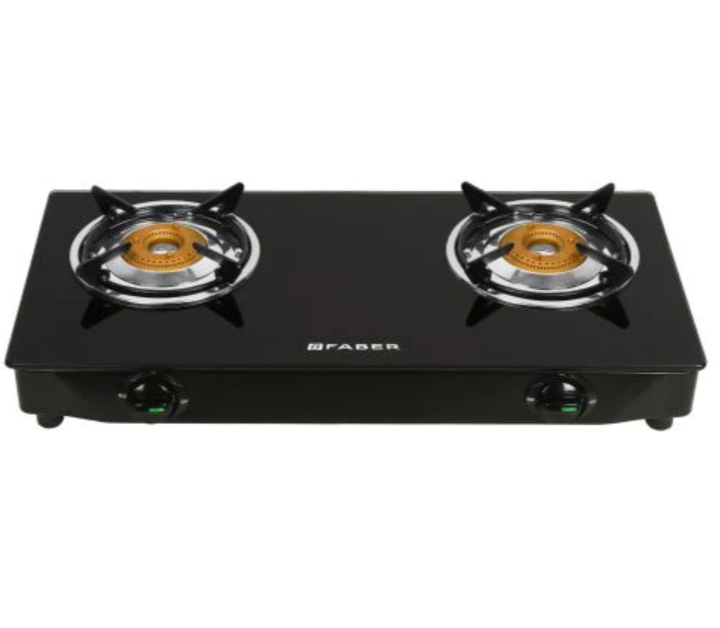 2 Black Two Burner Gas Stove, Glass