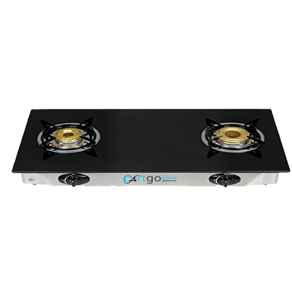 Black 2 Burner Kitchen Gas Cooktop