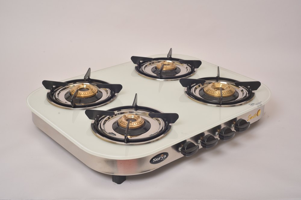 Surya Care/ Sunstar White 4 BURNER OVAL GAS STOVE